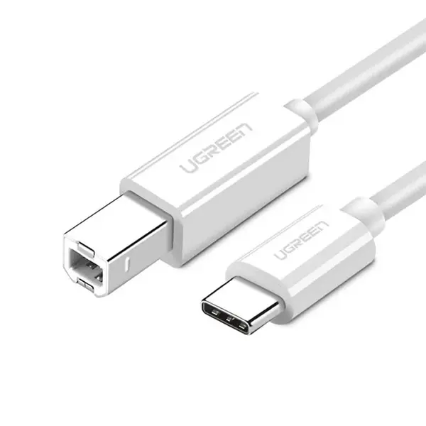 UGREEN 40417 USB-C to USB 2.0 Printer Cable 1.5m, Reliable Data Transfer, Plug-and-Play Connectivity, USB Type-C to Printer Scanner Device Cable White