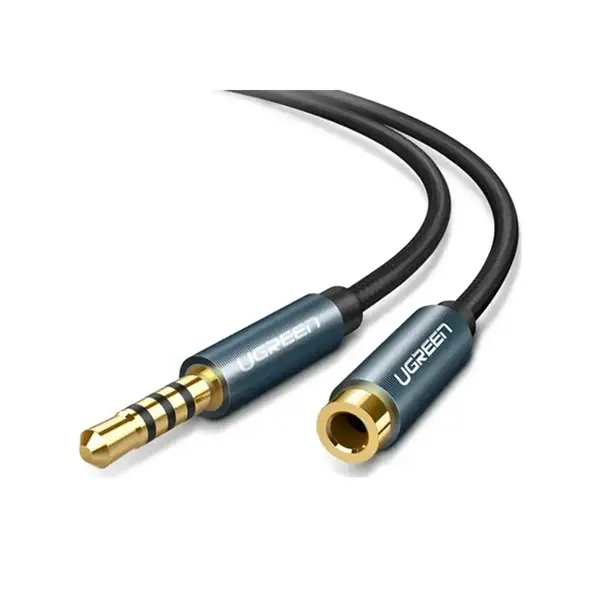 UGREEN 40675 3.5mm Male to Female Audio Extension Cable 2m, Braided AUX Extension Design, Gold-Plated Connectors, High-Fidelity Stereo Audio Transmission Cable Black