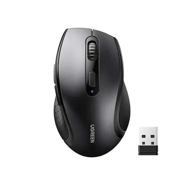 UGREEN 45012 Ergonomic Wireless Mouse, 2.4GHz Connectivity, Contoured Design, Black (AAA alkaline battery not included)