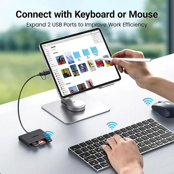 UGREEN 45167 USB-C & USB-A Card Reader Hub, 5Gbps Transfer Speed, SD TF Slots, Dual USB-A Ports, Black