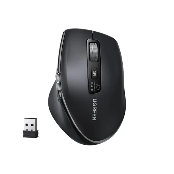 UGREEN 45792 Multi-Mode Wireless Mouse, 2.4GHz and Bluetooth Dual Connectivity, Multi-Device Switching Support, Ergonomic Compact Design, Portable Wireless Mouse Black
