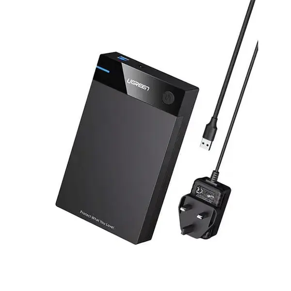 UGREEN 50422 USB 3.0 3.5 Inch Hard Drive Enclosure, 5Gbps Transfer Speed, SATA Support, External Storage Box, Black