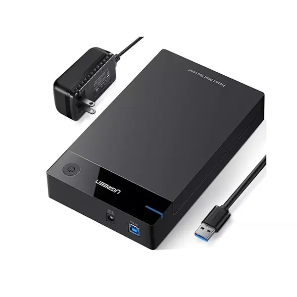 UGREEN 50422 USB 3.0 3.5 Inch Hard Drive Enclosure, 5Gbps Transfer Speed, SATA Support, External Storage Box, Black
