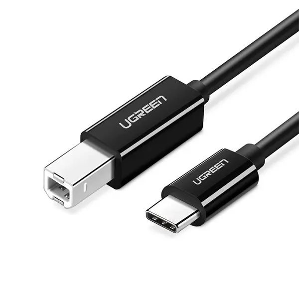 UGREEN 50446 USB-C to USB-B 2.0 Printer Cable 2m, 480Mbps Data Transfer Speed, Plug-and-Play Connectivity, USB Type-C to Printer Scanner Device Cable Black