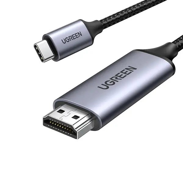 UGREEN 50570 USB-C to HDMI Cable 1.5m, 4K Ultra HD Resolution Support, USB Type-C Male to HDMI Male Connector, Premium Aluminum Alloy Shell, High-Definition Audio Video Cable Gray Black