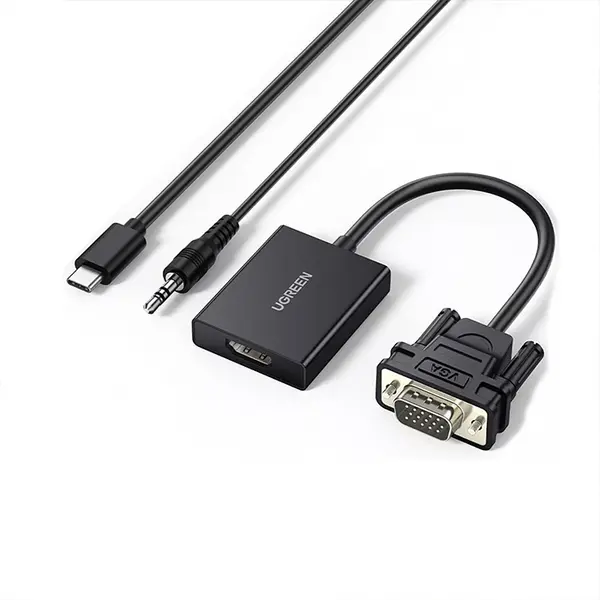 UGREEN 50945 VGA to HDMI Adapter, 1080P Full HD Video Converter, Integrated Audio Support, VGA to HDMI Display Adapter for Monitor, TV and Projector Connectivity