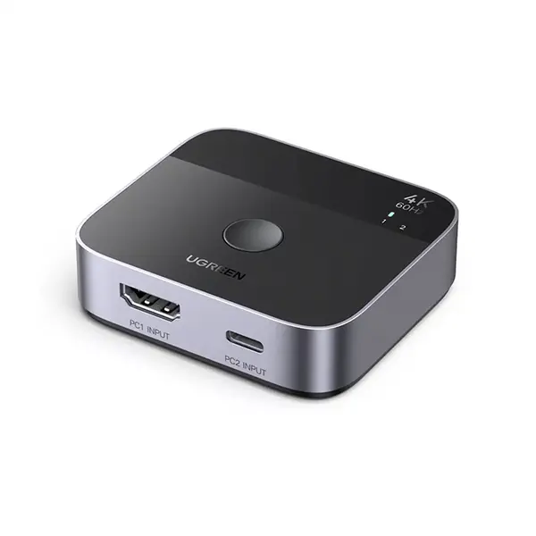 UGREEN 55452 USB-C + HDMI Switch 2-in-1 Out 4K@60Hz Aluminum Switcher for Laptops MacBook, Dual Input Display Switch