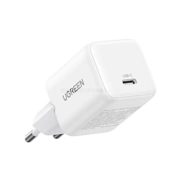 UGREEN 55554 20W USB-C GaN Fast Charger EU White, Single USB-C Port, Fast Charging, Smart Safety Protection, Flame-Retardant ABS Housing