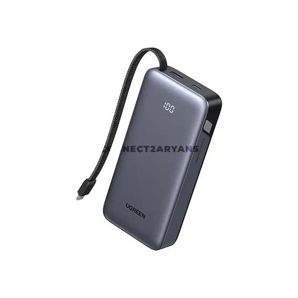 UGREEN 55989B 20000mAh 30W Two-Way Fast Charging Power Bank, Dual USB-C & USB-A 3-Port Output, 30W USB-C Recharge, UFCS 33W Max, Smart LED Digital Display, V-0 Safety Shell & 0.5M USB-C Cable