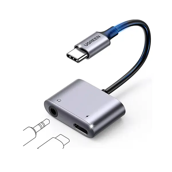 UGREEN 60164 USB-C to 3.5mm Audio Adapter with Power Delivery, USB Type-C Audio Converter, Hi-Fi Audio Output, Fast PD Charging Support, Compact USB-C Audio Adapter