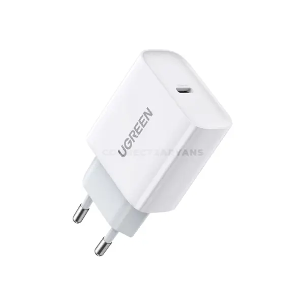 UGREEN 60450 20W USB-C PD 3.0 Fast Charging Power Adapter EU White, Single USB-C Port, Power Delivery Fast Charging, Smart Safety Protection, Compact Lightweight Wall Charger for iPhone, iPad, Samsung Galaxy, Google Pixel & USB-C Devices