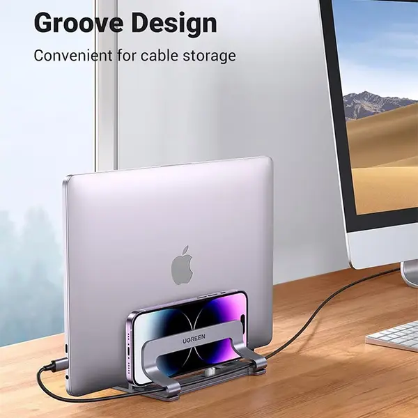 UGREEN 60643 Foldable Desktop Laptop Stand, Adjustable Angle Design, Aluminium Build, Non-Slip Base, Silver