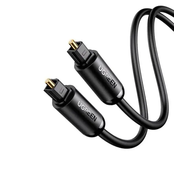 UGREEN 70892 Toslink Optical Audio Cable 2m, Digital SPDIF Audio Transmission, Fiber Optic Construction, Male to Male Connectors, High-Fidelity Optical Sound Cable Black