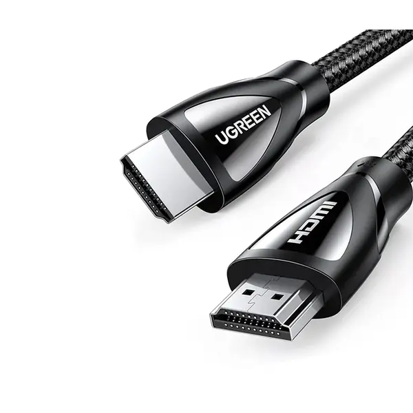 UGREEN 80403 HDMI 2.1 Cable 2m, 8K@60Hz and 4K@120Hz Ultra HD Resolution Support, 48Gbps Bandwidth, Braided Jacket Design, Premium Aluminum Alloy Shell, High-Speed Audio Video Transmission Cable Black