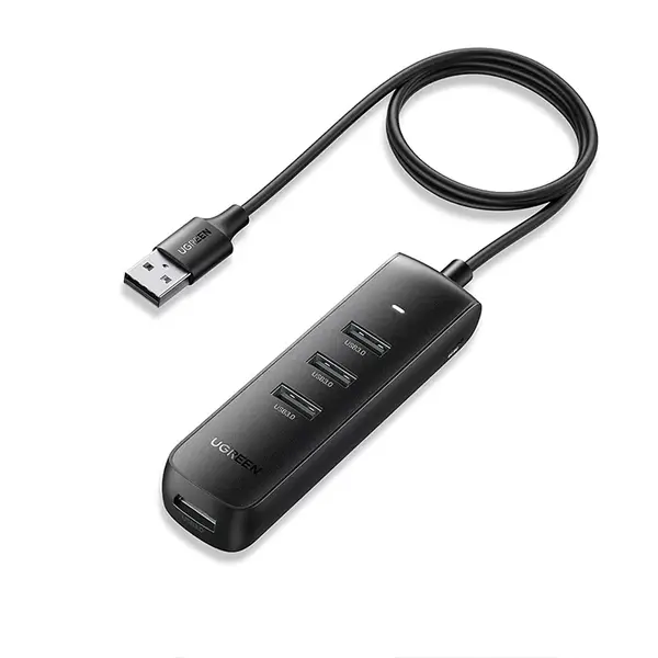 UGREEN 80657 USB 3.0 4-Port Hub 1m Black 4-in-1 Multi USB Expansion Hub, High-Speed 5Gbps Data Transfer, Extended 1 Meter Cable, USB Connectivity Adapter