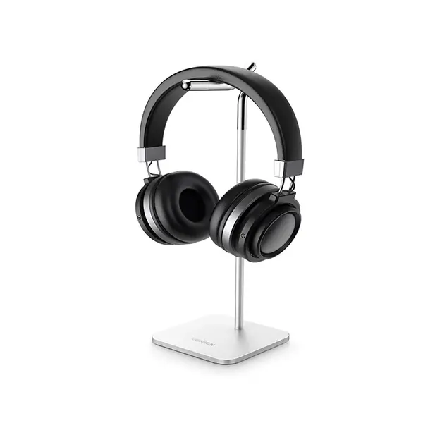 UGREEN 80701 Aluminium Headphone Stand Holder, Steel Series Inspired Design, Premium Aluminium Construction, Stable Desk Mount Base, Universal Headset Storage Stand Silver