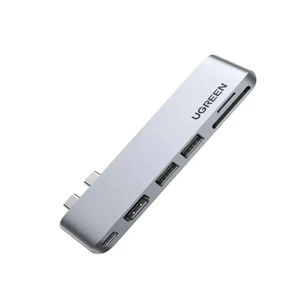UGREEN 80856 USB-C Hub for MacBook Pro 6-in-2 Multiport Expansion Adapter, Dual USB-C Connection, HDMI Output, USB Data Ports, SD TF Card Reader, MacBook Connectivity Hub