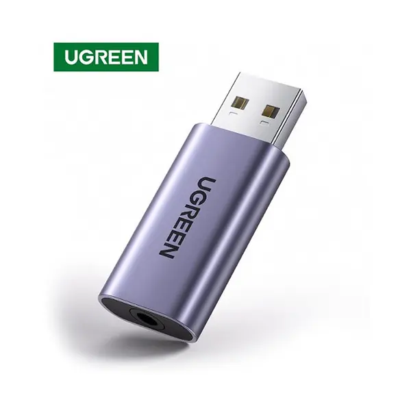 UGREEN 80864 USB-A to 3.5mm External Stereo Sound Adapter, USB Audio Interface, Stereo Output Mic Support, Gray