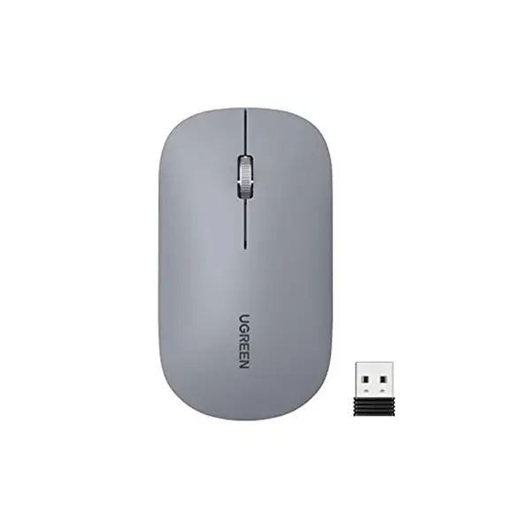 UGREEN 90373 Ultra Slim Portable Wireless Mouse, 2.4GHz Wireless Connectivity, Compact Lightweight Design, Precision Optical Sensor, Plug-and-Play Travel Mouse Light Gray