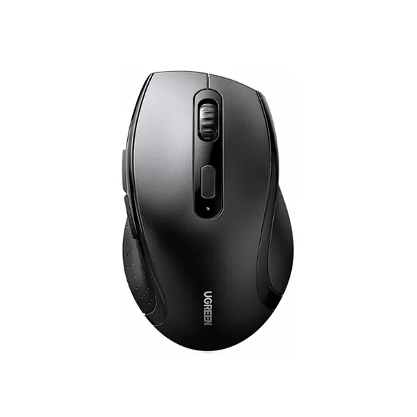 UGREEN 90395 Ergonomic Wireless Mouse, 2.4GHz & Bluetooth Connectivity, Contoured Design, Black (Battery not included)