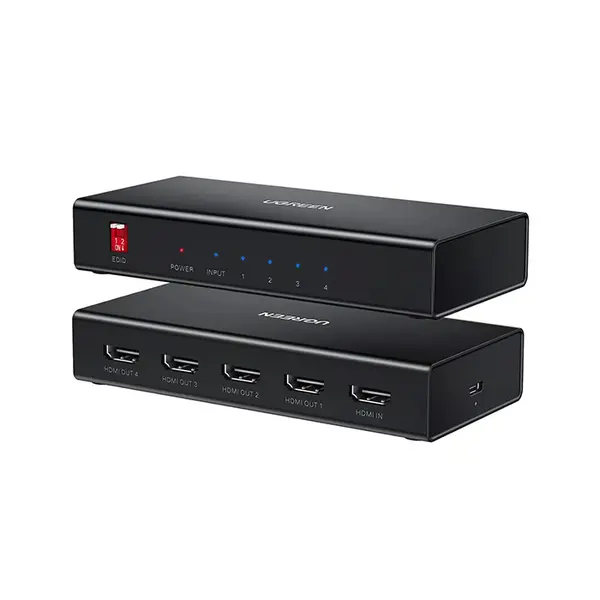 UGREEN 90514 HDMI Splitter 1 In 4 Out, 4-Port HDMI Distribution Amplifier, Simultaneous Multi-Display Output, High-Definition Video and Audio Signal Distribution Adapter