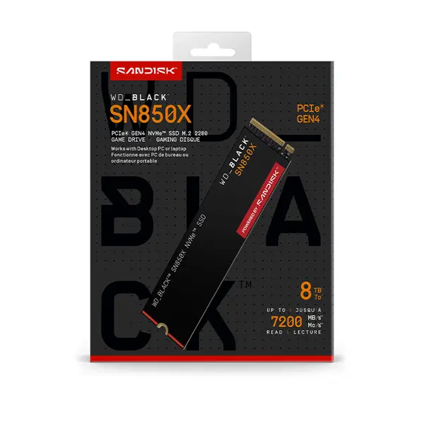 WD Black SN850X 8TB M.2 NVMe SSD, PCIe Gen4 x4 Interface, Up to 7200MB/s Read Speed, Up to 6600MB/s Write Speed, M.2 2280 Form Factor, High-Performance Gaming and Professional Storage Drive