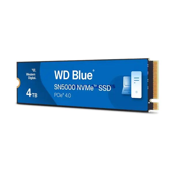 WD Blue SN5000 NVMe SSD 4TB Internal Solid State Drive, M.2 2280, PCIe Gen 4.0 x4, NVMe, Up to 5500MB/s Sequential Read & 5000MB/s Sequential Write, Western Digital 3D NAND QLC, nCache™ 4.0 Technology
