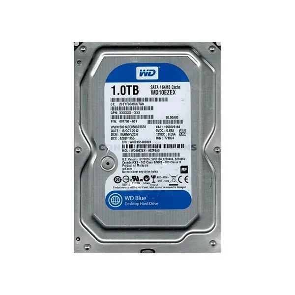 Western Digital WD Blue WD10EZEX 1TB 3.5-Inch Desktop SATA Hard Drive, 7200 RPM, 64MB Cache, SATA 6Gb/s, CMR Recording Technology & Up to 150MB/s Transfer Rate