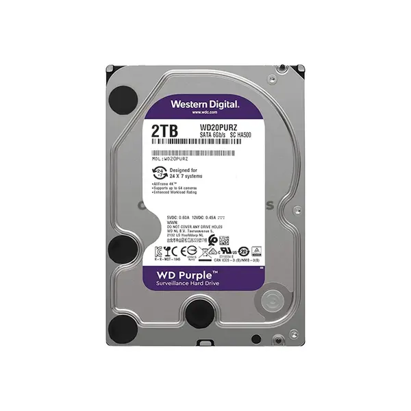 Western Digital WD Purple WD20PURZ 2TB 3.5-Inch Surveillance Internal Hard Drive, SATA 6Gb/s, 5400 RPM Class, 64MB Cache, CMR & AllFrame Technology