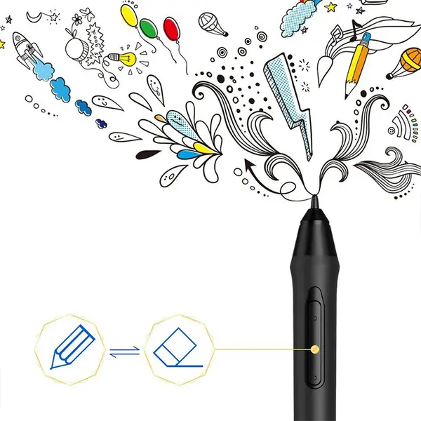 XP-Pen P05 Battery-Free Stylus Pen with Pen Holder, Passive Digital Drawing Technology, Battery-Free Operation Design, Precision Input Device, Graphics Tablet Replacement Stylus Accessory