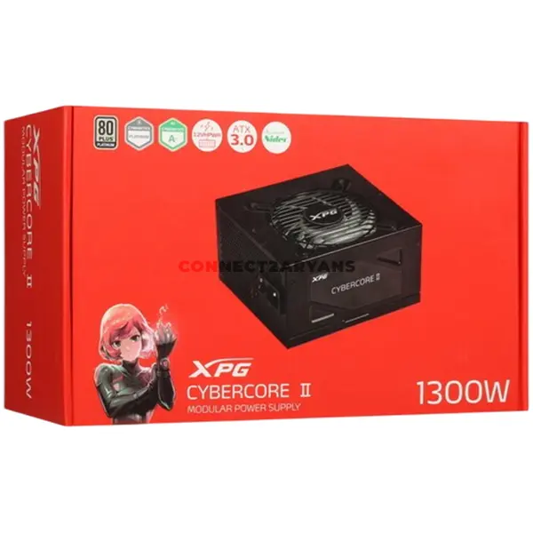 XPG CYBERCORE II 1300W Gaming Power Supply, 80 PLUS Platinum Certified Efficiency, ATX 3.1 and PCIe 5.1 Ready, Fully Modular Cable Design, 120mm Fluid Dynamic Bearing Fan, High-Performance PSU