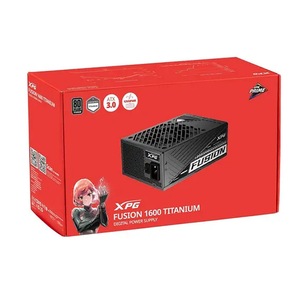 XPG FUSION 1600T Gaming Power Supply, 1600W Output Capacity, 80 PLUS Titanium Certified Efficiency, ATX 3.0 and PCIe 5.0 Ready, Fully Modular Cable Design, 135mm Fluid Dynamic Bearing Fan