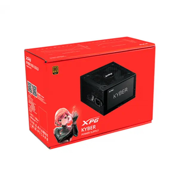 XPG KYBER 650W Gold Gaming Power Supply, 80 PLUS Gold Certified Efficiency, ATX 2.4 Standard, Non-Modular Cable Design, 120mm Fluid Dynamic Bearing Fan, Reliable Gaming PSU