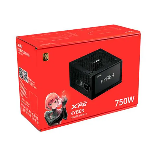 XPG KYBER 750W Gaming Power Supply, 80 PLUS Gold Certified Efficiency, ATX 3.1 Ready Design, Non-Modular Cable Configuration, 120mm Fluid Dynamic Bearing Fan, Reliable Gaming PSU