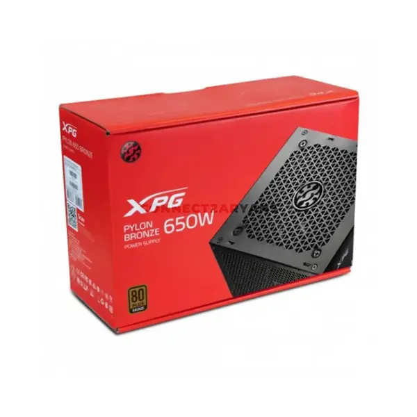 XPG PYLON 650W Gaming Power Supply, 80 PLUS Bronze Certified Efficiency, ATX 2.52 Standard, Non-Modular Cable Design, 120mm Fluid Dynamic Bearing Fan, Reliable Gaming and Productivity PSU