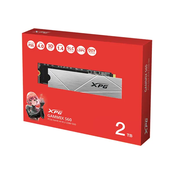 XPG GAMMIX S60 BLADE 2TB M.2 NVMe SSD, PCIe Gen4 x4 Interface, 5000MB/s Read Speed, 4200MB/s Write Speed, M.2 2280 Form Factor, High-Performance Solid State Drive