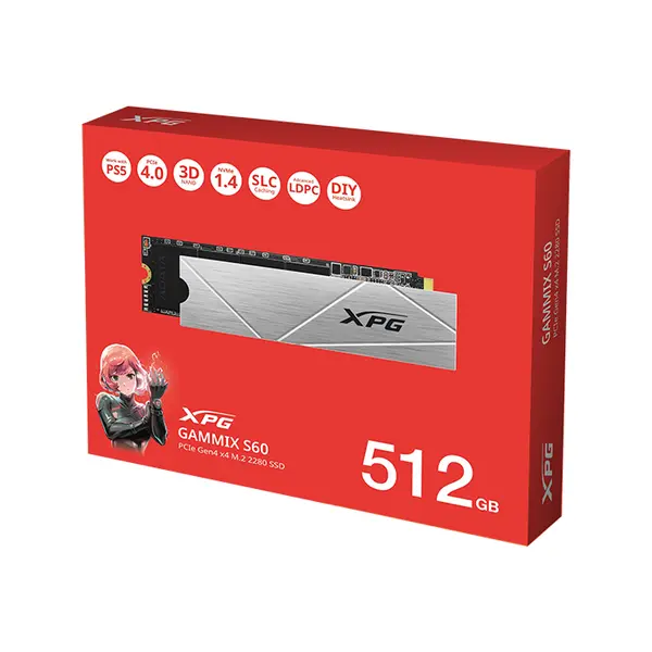 XPG GAMMIX S60 BLADE 512GB M.2 NVMe SSD, PCIe Gen4 x4 Interface, 4700MB/s Read Speed, M.2 2280 Form Factor, High-Performance Solid State Drive for Gaming and Productivity Systems