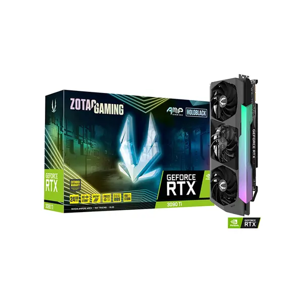 ZOTAC GAMING GeForce RTX 3090 Ti AMP Extreme Holo 24GB Graphics Card, 24GB GDDR6X HoloBlack RGB Flagship Gaming GPU