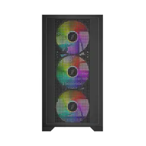 1st Player GO2 Black Gaming Case, Mid-Tower PC Gaming Chassis with Tempered Glass Side Panel and Optimized Airflow Design