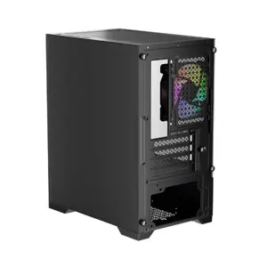 1st Player GO2 Black Gaming Case, Mid-Tower PC Gaming Chassis with Tempered Glass Side Panel and Optimized Airflow Design