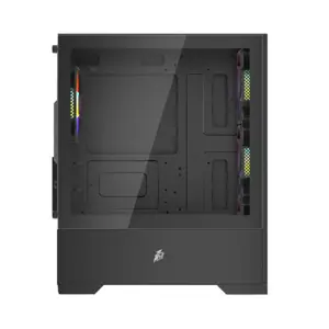 1st Player GO2 Black Gaming Case, Mid-Tower PC Gaming Chassis with Tempered Glass Side Panel and Optimized Airflow Design