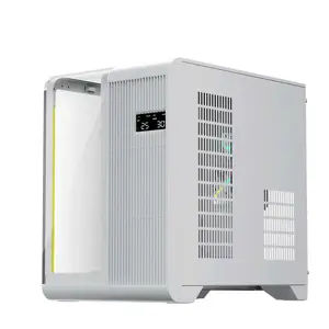 1st Player RT5 White Gaming Case with Integrated Digital Display Screen, Tempered Glass Mid-Tower Chassis, Panoramic Showcase Design, High Airflow Gaming PC Case with Real-Time Display Panel