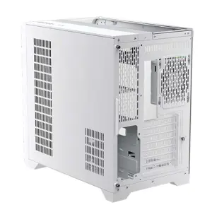 1st Player RT7 White Gaming Case with Digital Display, Panoramic Tempered Glass Mid-Tower Chassis with Integrated Display Panel