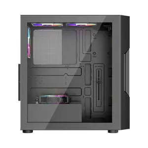 1st Player T7 Black ARGB Gaming Case, Tempered Glass Mid-Tower Chassis with Pre-Installed ARGB Fans and High Airflow Design