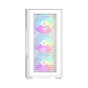 1st Player T7 White ARGB Gaming Case, Tempered Glass Mid-Tower Chassis with Pre-Installed ARGB Fans and High Airflow Design