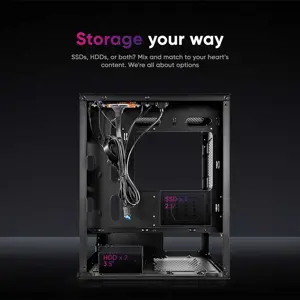 1st Player X4-M White ARGB Gaming Case, Tempered Glass Micro-ATX Chassis, Addressable RGB Lighting Support, High Airflow Compact Gaming PC Case