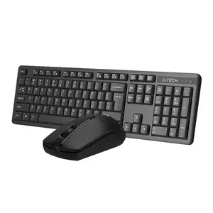 A4Tech 3330NS Multimedia 2.4GHz Wireless Keyboard and Mouse Combo Set, GK-3 Multimedia Keyboard, G3-330NS Silent Click Mouse, 2000 DPI Adjustable Sensor, 12 Hotkeys