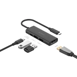 A4Tech DST-40C USB-C 4-in-1 Docking Station, Dual 4K HDMI Output, 100W Power Delivery, Gigabit Ethernet, USB 3.2 Hub, SD/TF Card Reader