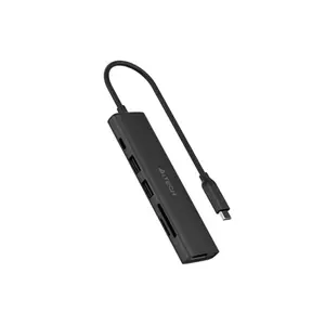 A4Tech DST-60C USB-C 6-in-1 Docking Station, 4K@60Hz HDMI Output, USB-C 100W Power Delivery, Dual USB 3.0 Ports, SD/TF Card Reader, Black Edition