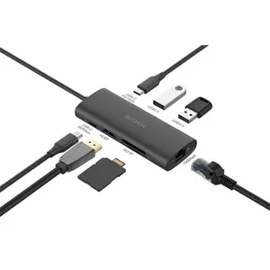 A4Tech DST-80C USB-C 8-in-1 Docking Station, 4K@30Hz HDMI Output, USB-C 100W Power Delivery, Gigabit LAN Port, USB 3.0 Hub, SD/TF Card Reader